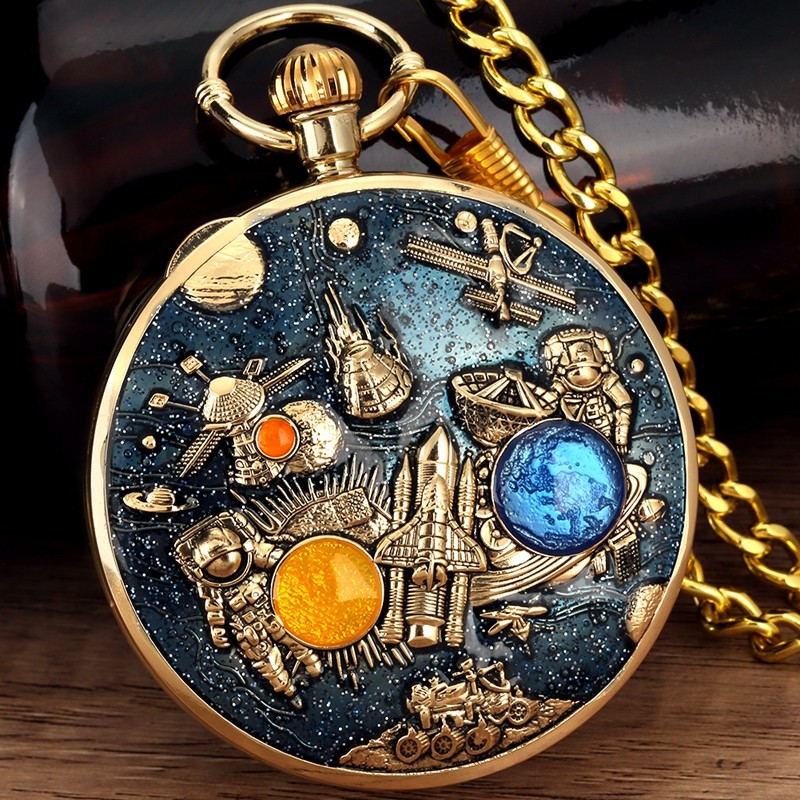 Solar System Musical Pocket Watch Castle in the Sky Quartz Music Box Men’s Gift