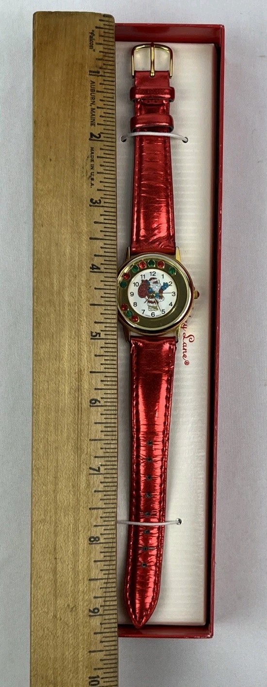 Holiday Lane Santa Claus Watch Floating Rhinestones Metallic Red Band New Batt