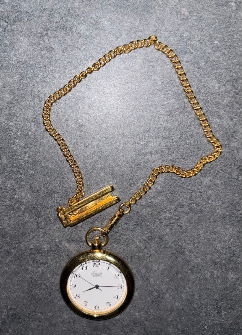 RICOH Gold Pocket Watch Chain Needs Battery