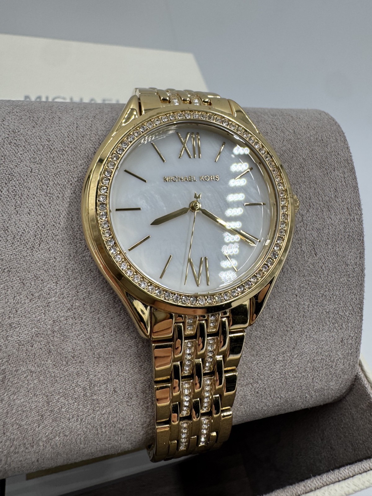 Michael Kors Mindy Ladies Gold-Tone Stainless Crystal Accents 36mm Watch MK7078