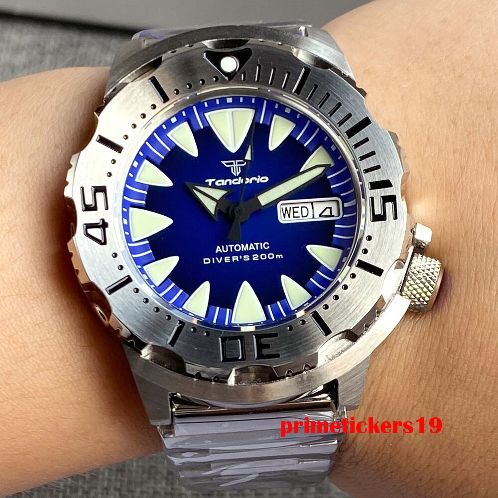 Tandorio Monster NH36 42mm Steel Automatic Men Watch Sapphire Week Date Luminous