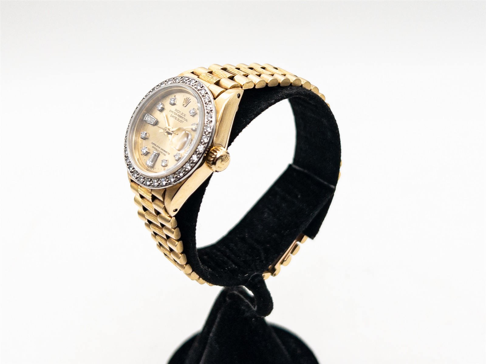 $30,000 2ct VS Diamond 18k Yellow Gold BARK Ladies ROLEX DATEJUST PRESIDENT WTY