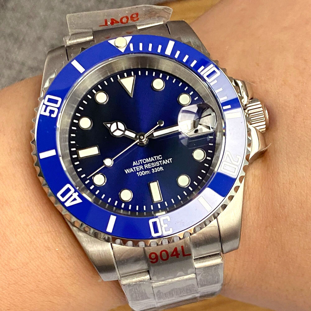 Miyota/NH35/PT5000 40mm Automatic Men’s Watch Sunburst Blue Dial 10ATM Sapphire