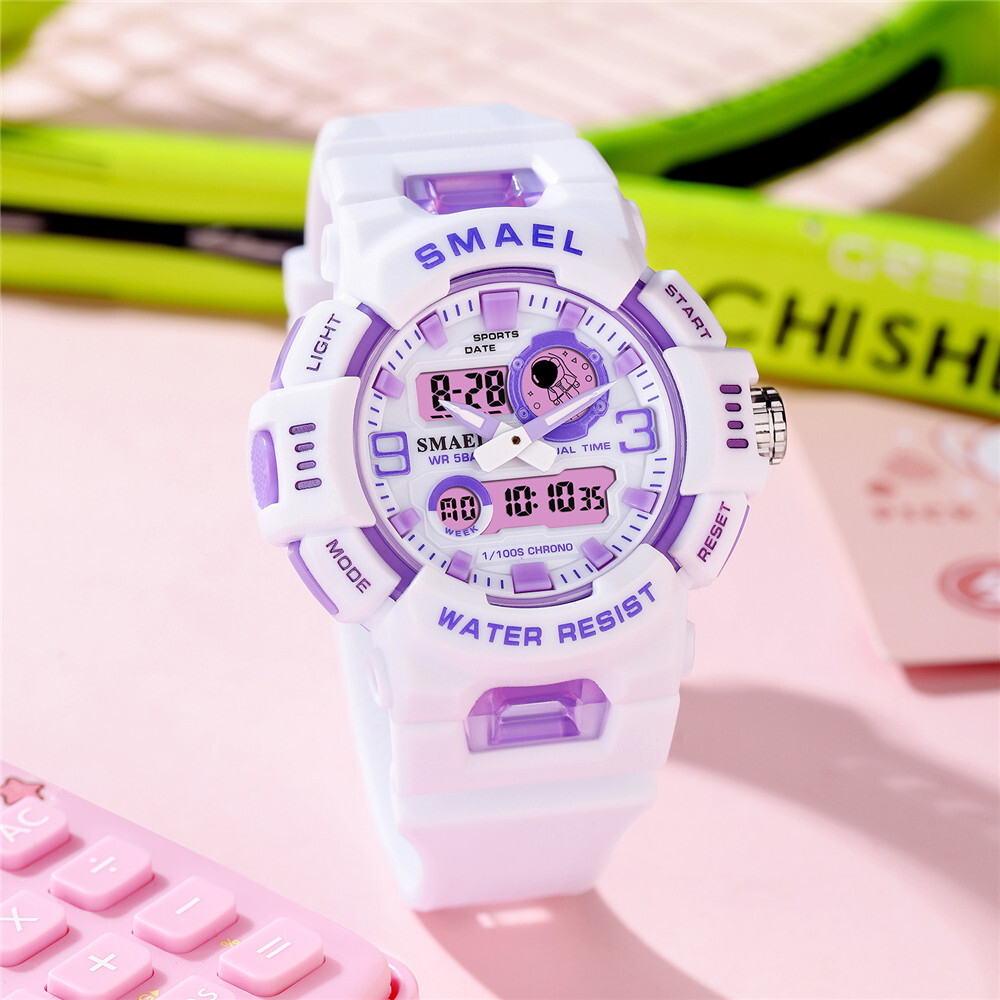 SMAEL Sport Watches Men Fashion White LED Wristwatch Boys Girls Digital Watch