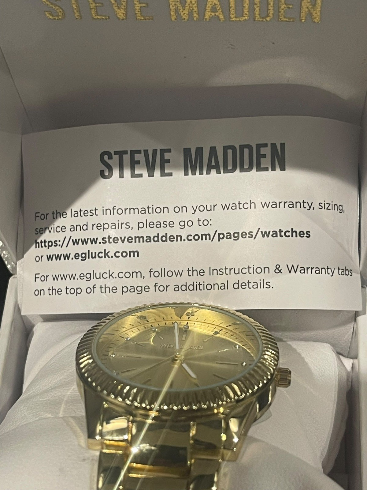 Steve Madden Genuine Crystal Accented Women’s Watch Gold Tone