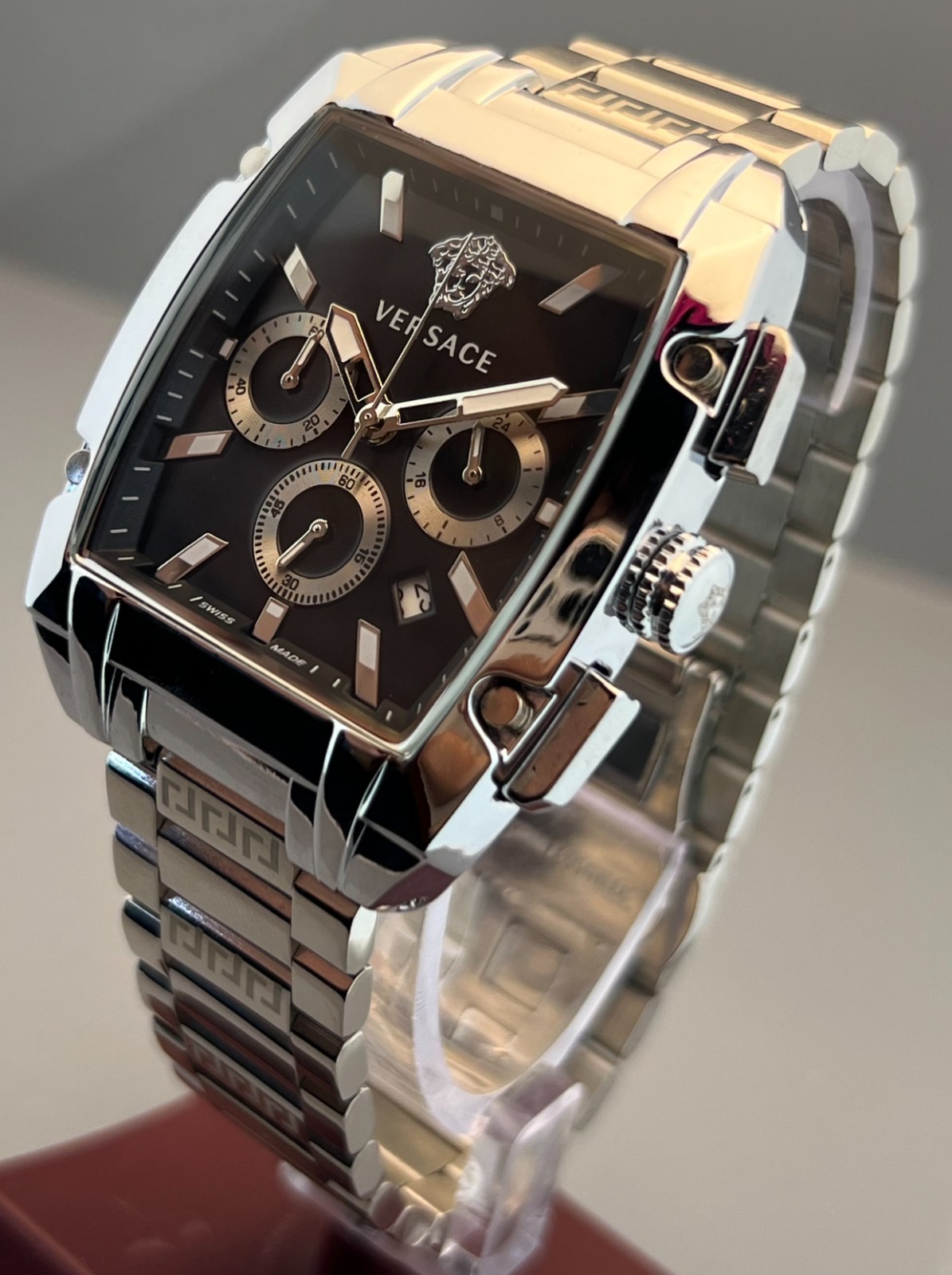 Vintage Men’s Versace Dominus Chrono Quartz Black Dial Sub-Sec/Date Wristwatch
