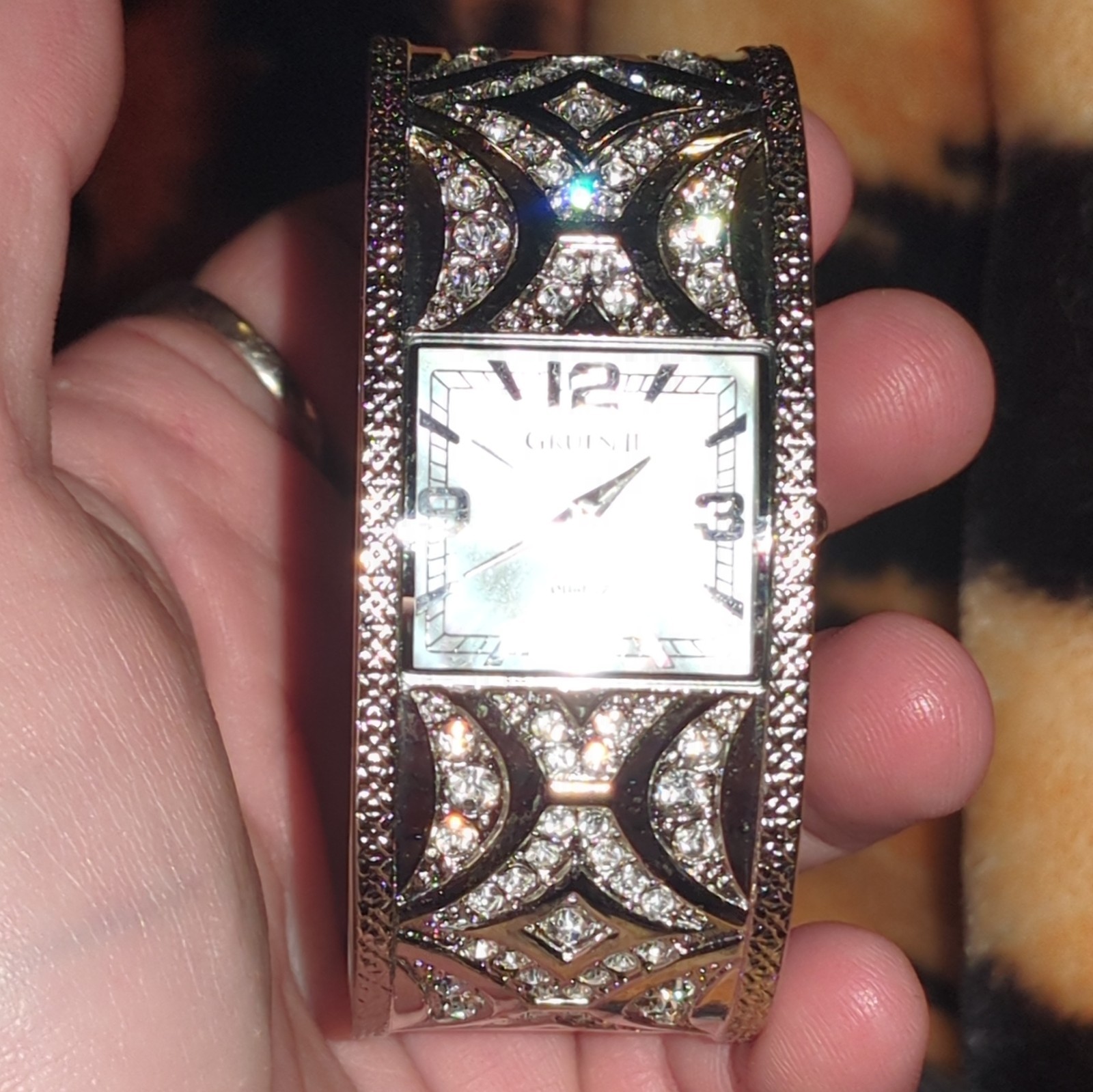 Gruen Gruen II Women’s Quartz Silver Tone Bangle Analog Rectangle Dress Watch