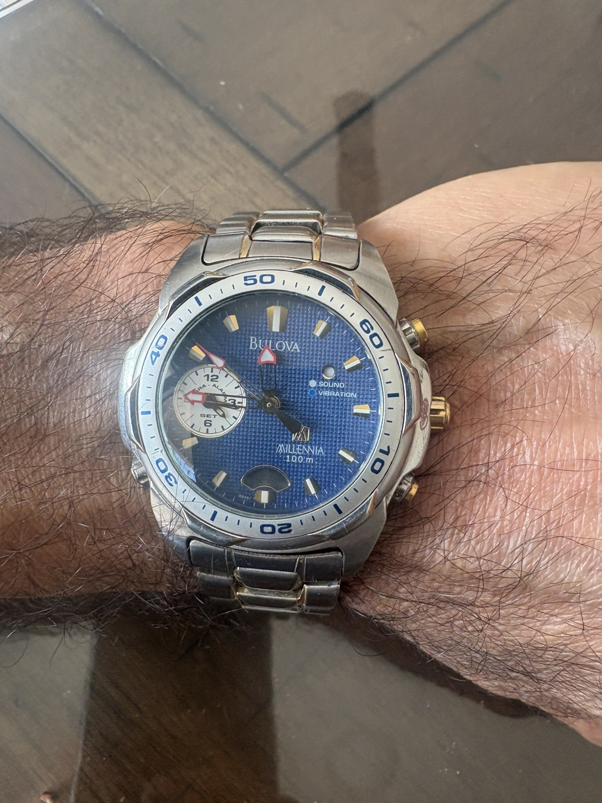 98A51 BULOVA MILLENNIA BLUE DIAL DUAL TONE MEN’S WATCH JB-34