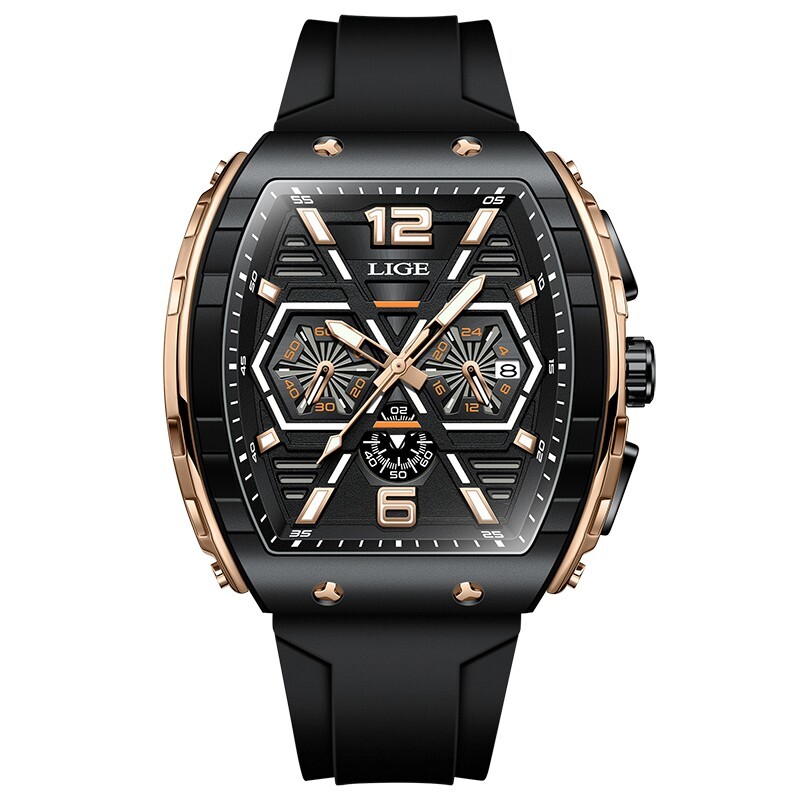 LIGE Men Watches Quartz Date Luminous 5ATM Waterproof Sport Creative Wrist Watch