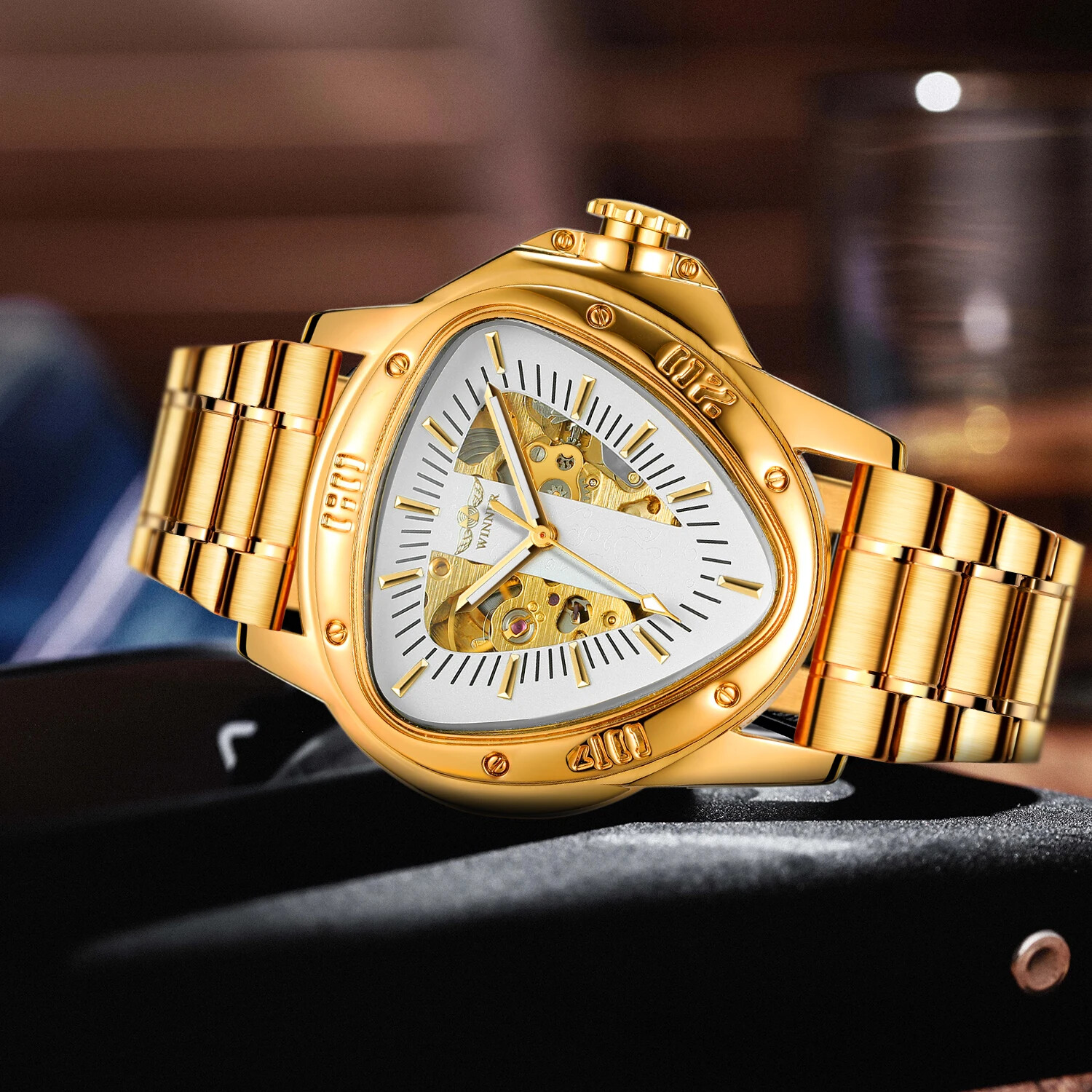 T-Winner Luminous Mens Automatic Self Wind Mechanical Watch Triangle Wrist Watch