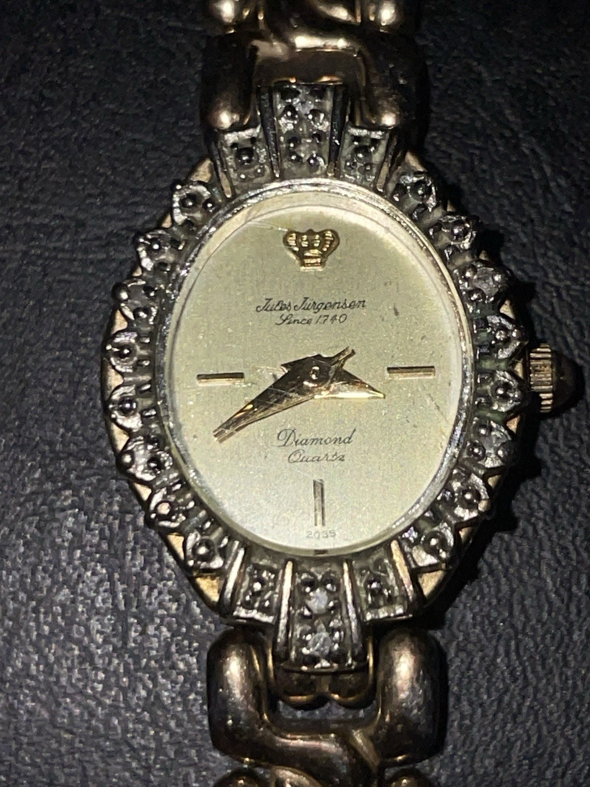 Vintage Jules Jurgensen Diamond Women’s Oval Two-Tone Bracelet Watch Analog