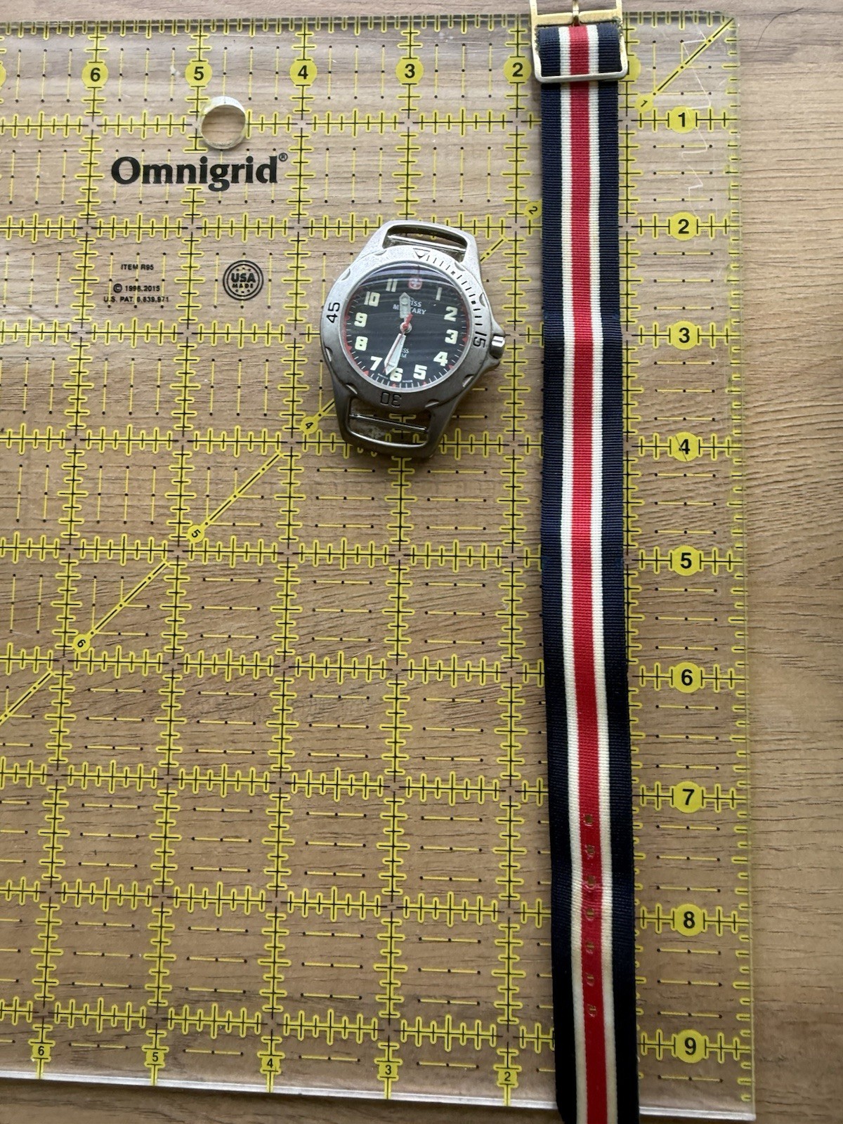 Swiss Military Quartz 50m Wristwatch Black Dial SS Case NATO Strap 18mm
