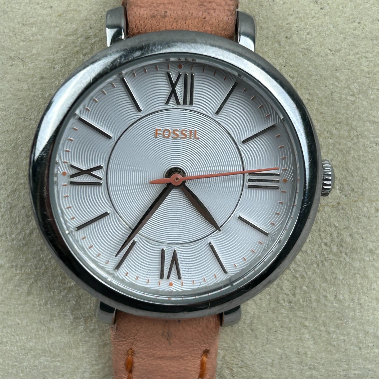 Fossil Georgia Women ES3938 Dress Silver Dial Leather Quartz 27mm Watch