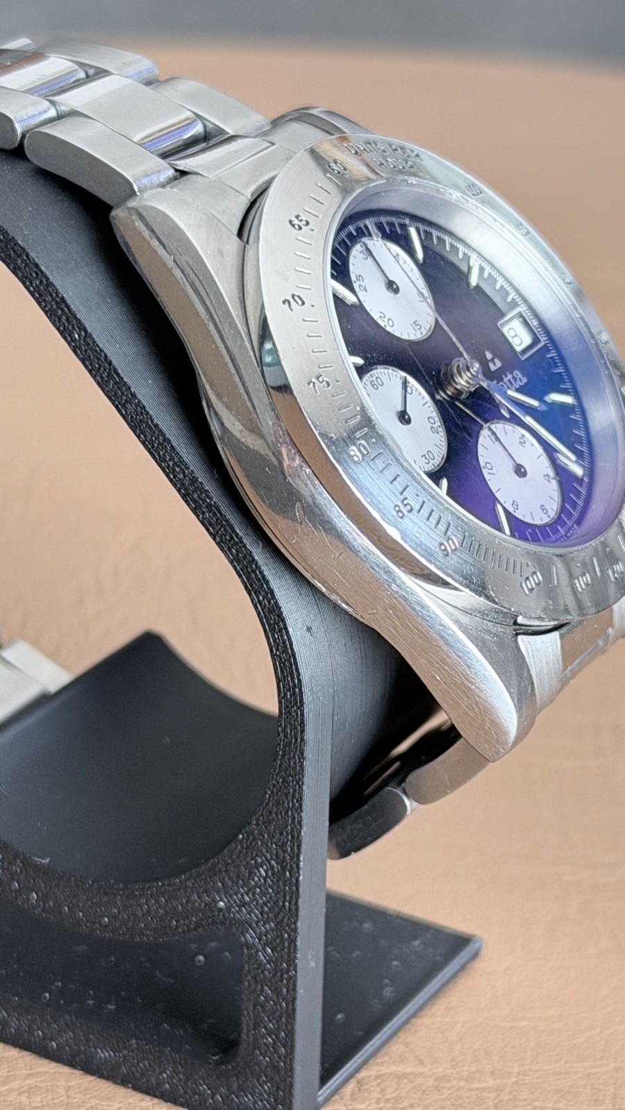 Top Chronograph Automatic 40mm Black Panda Steel Swiss Made Box Original