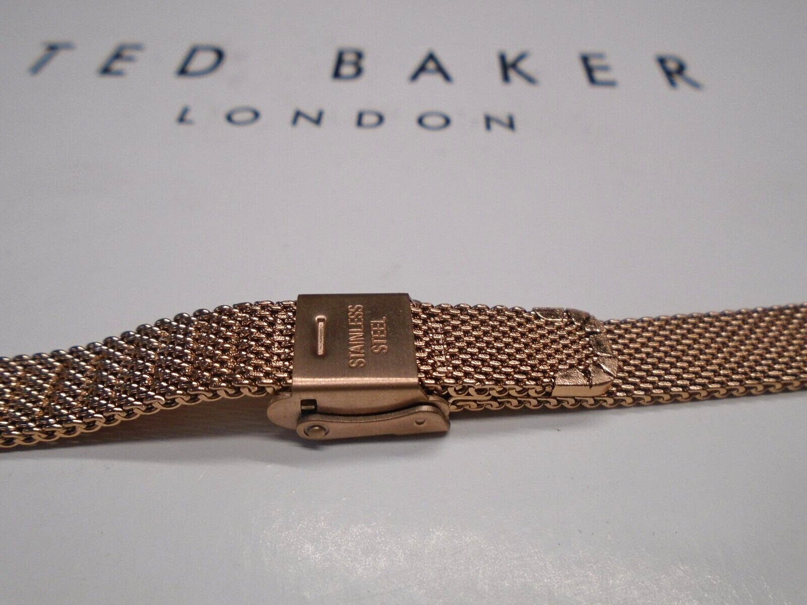 GENUINE TED BAKER ROSE GOLD STAINLESS STEEL MESH WATCH STRAP 17cm X 10mm WIDE