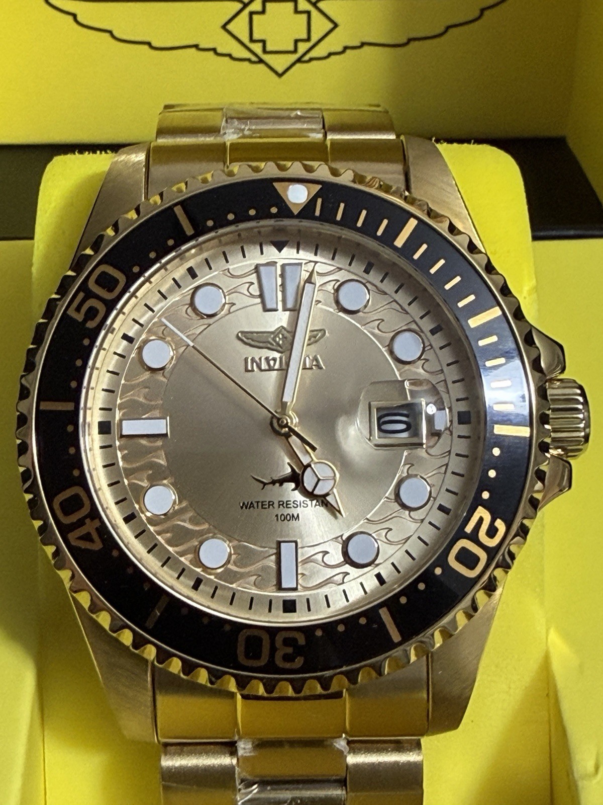 Invicta Men’s 43mm Hammerhead Shark Pro Diver Gold Tone SS Watch 30025 New