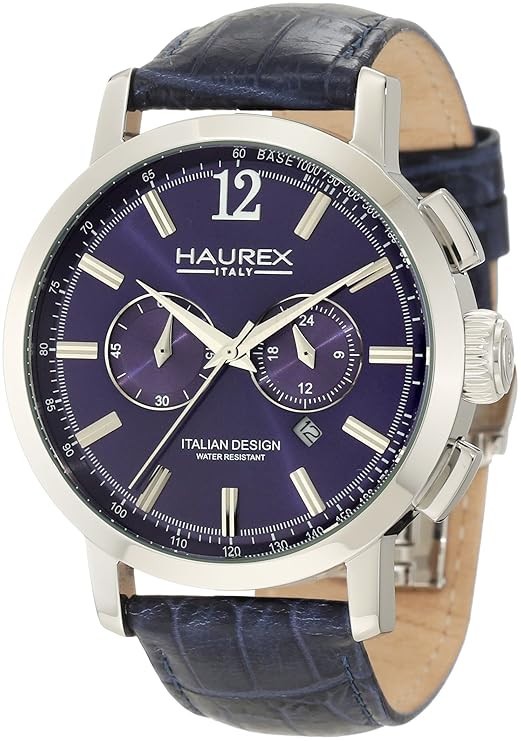 HAUREX ITALY Men’s Maestro Chronograph Watch 9A330UBS 42mm Blue Tachymeter