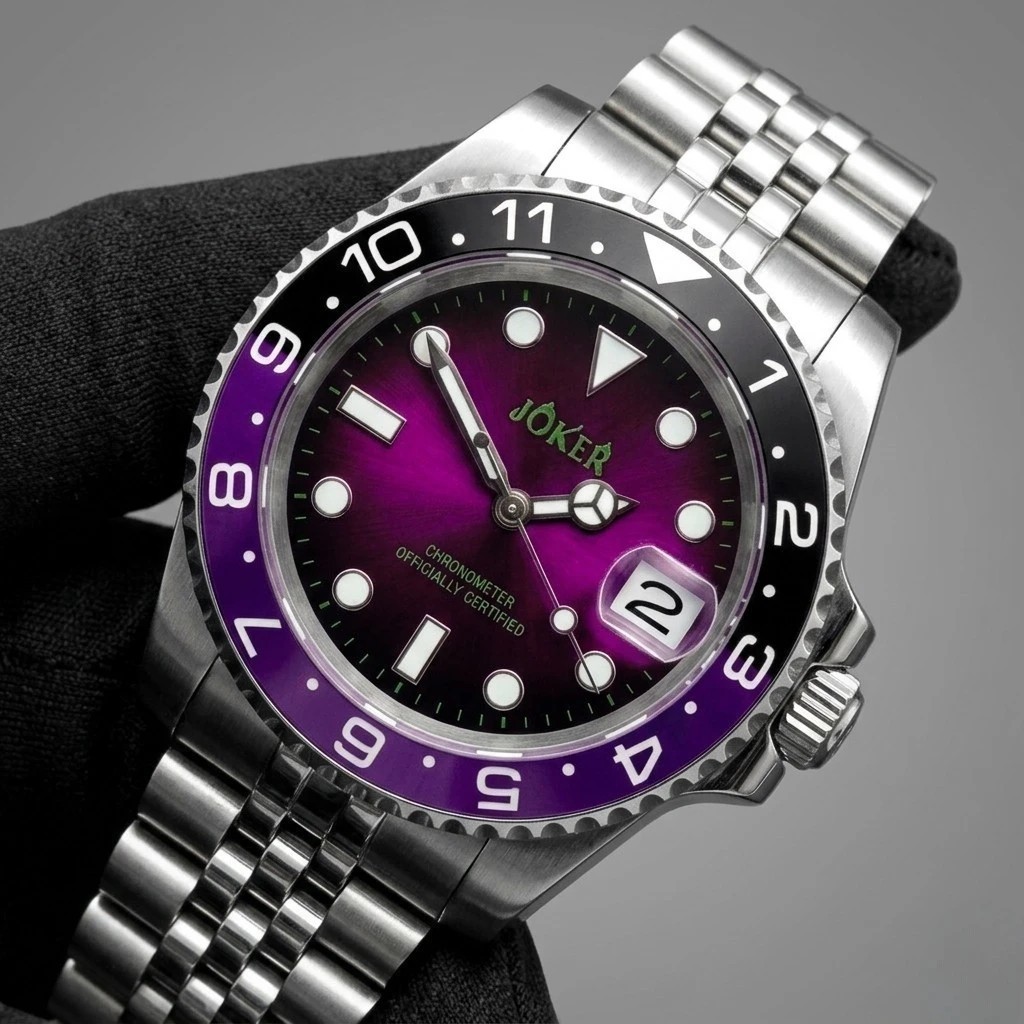 Handcrafted Custom-made Purple Black “Joker” Mod AUTOMATIC NH35 WATCH