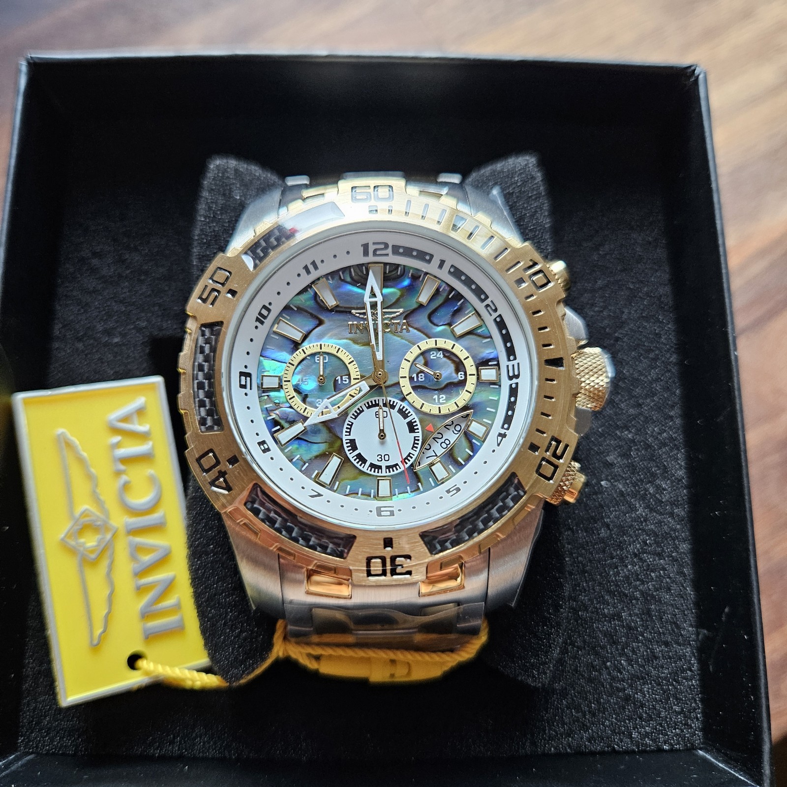 NEW Invicta Pro Diver SCUBA 51mm Men’s Watch W/ Abalone Dial Steel Gold 25093