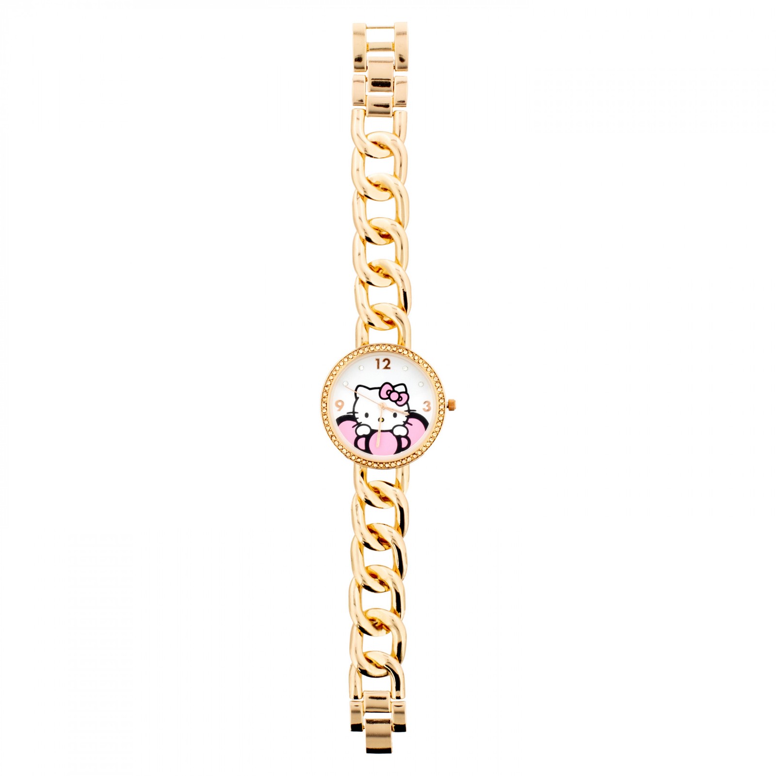Hello Kitty Rose Gold Chunky Linked Band Analog Watch Gold