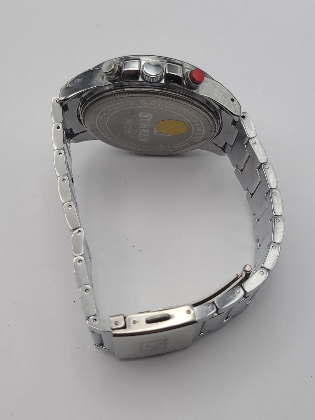 Curren M-8275 Men’s Analog Watch Silver Case Faux Multi Dial New Battery Working