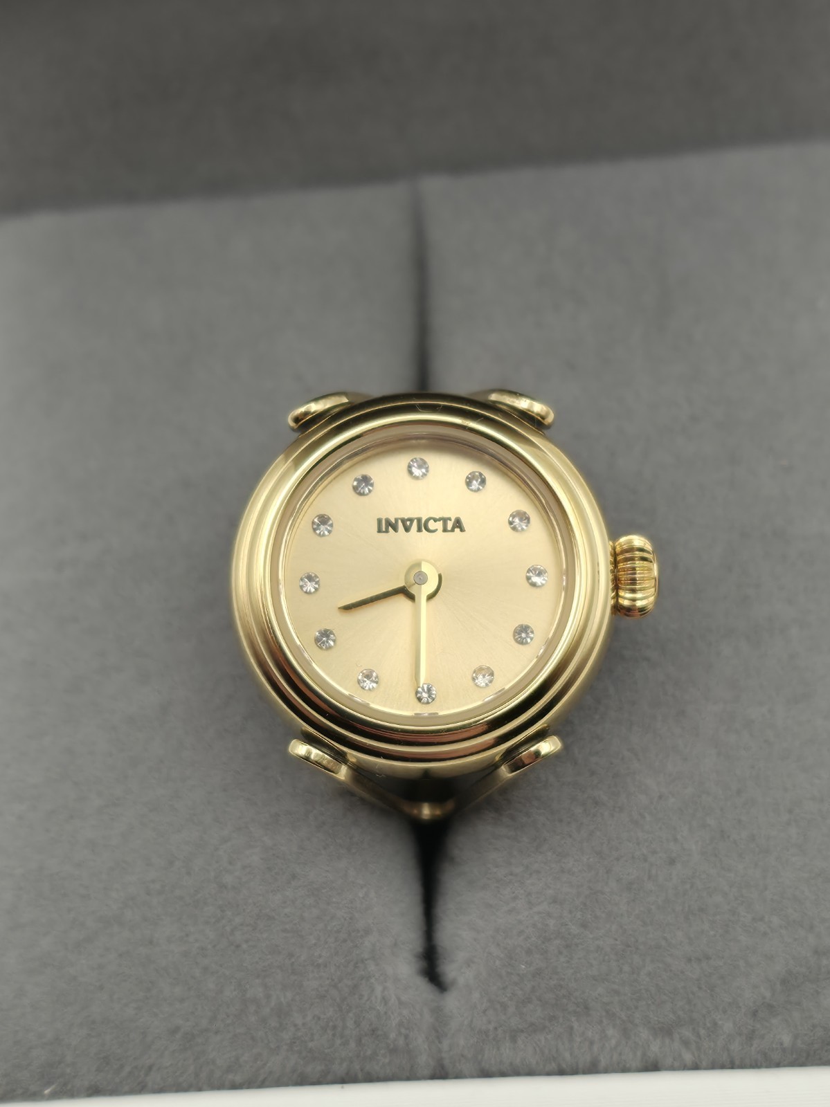 NEW Invicta Women’s 17.5mm Angel Ring Quartz Gold Tone 30m Stainless Steel Watch
