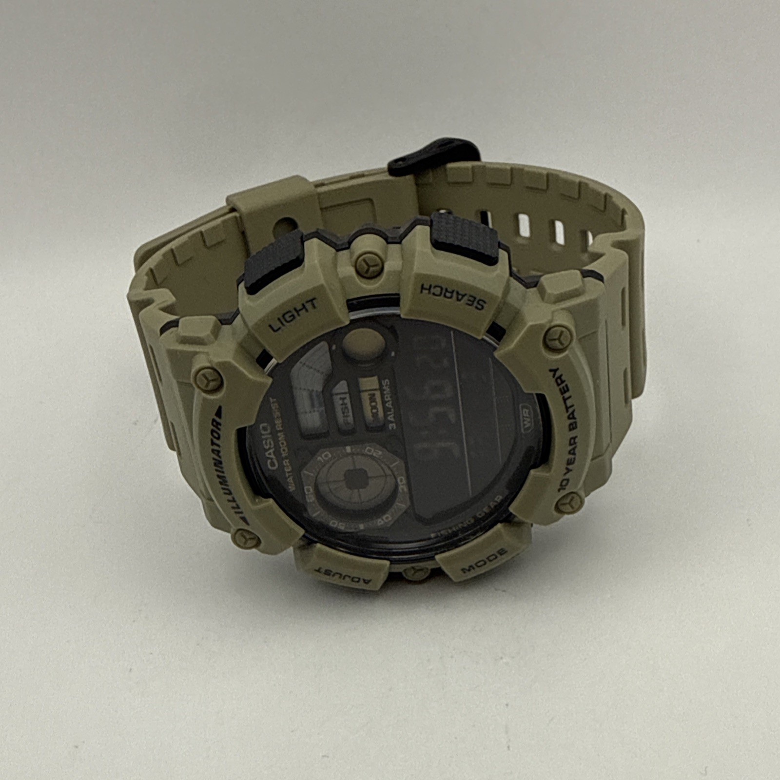 Casio WS1500H Watch New Without Tags Black and Beige Moon/Fishing