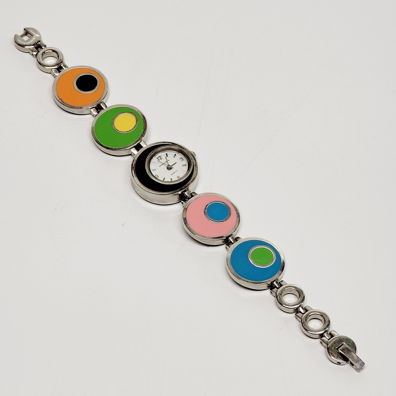 Persona Analog Quartz Wristwatch – Colorful Retro Mod Design- Works Great – CUTE
