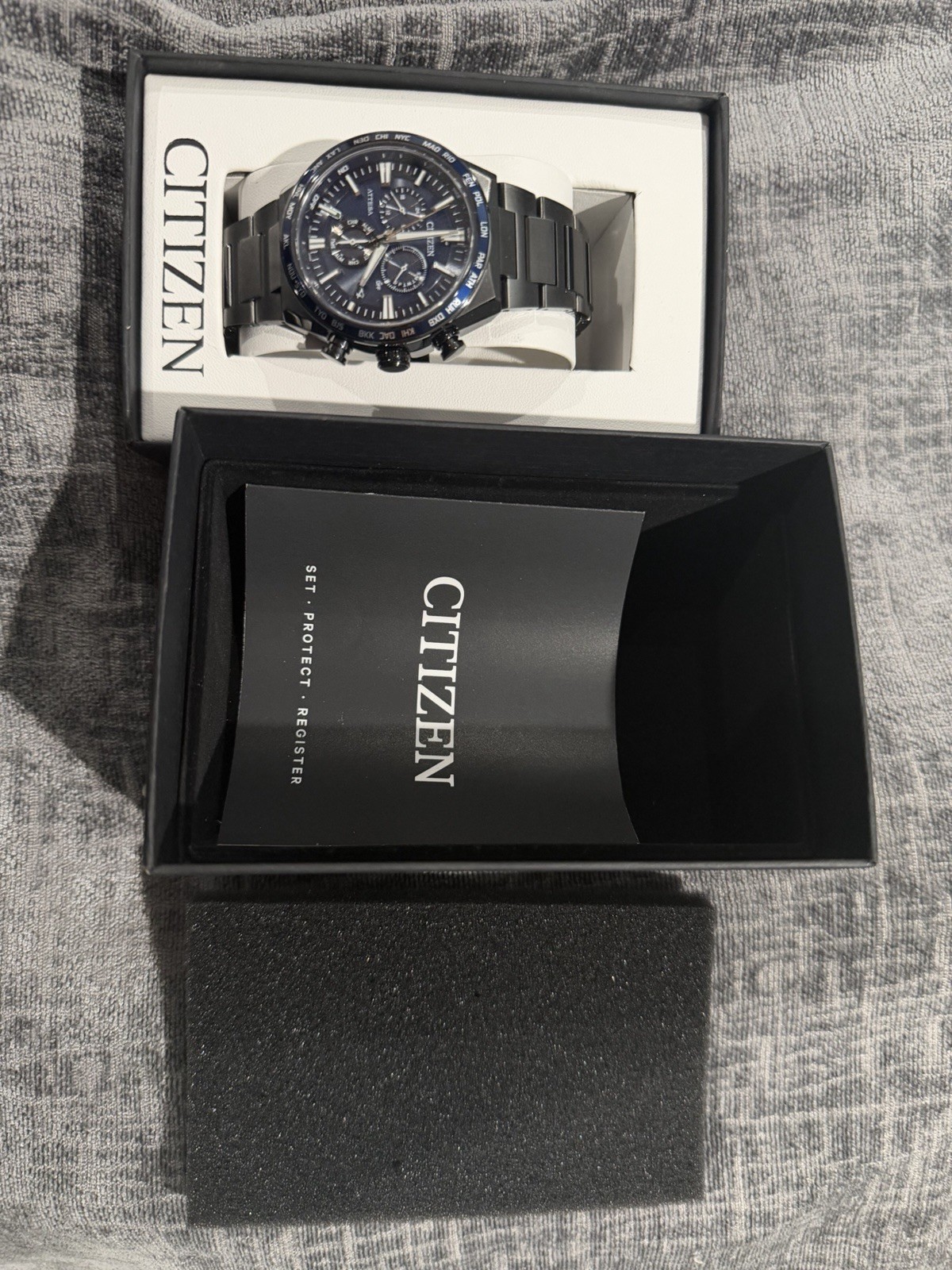Citizen Attesa Eco-Drive CB5967-66L Blue Dial 42mm Super Titanium Men’s Watch