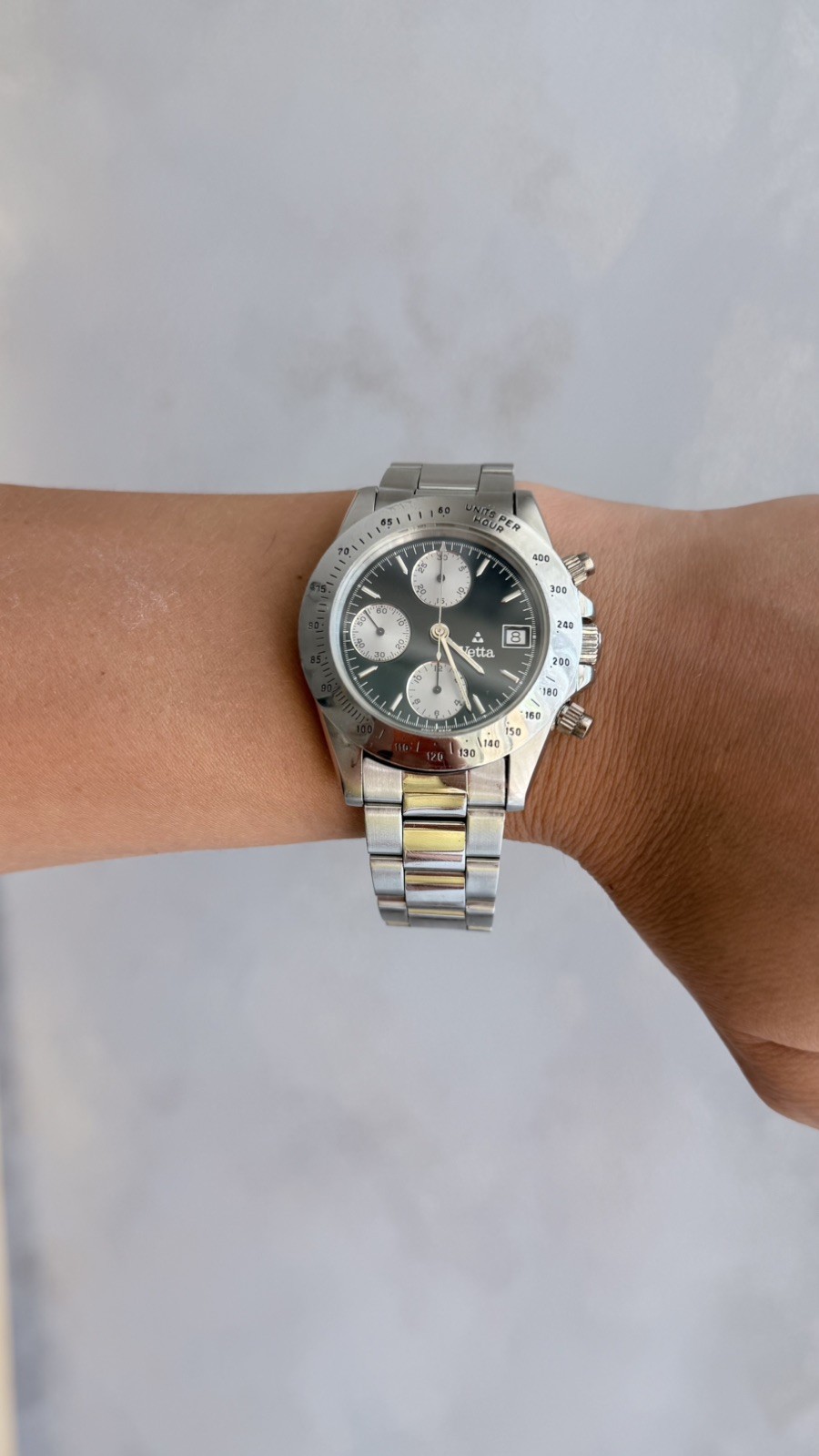 Top Chronograph Automatic 40mm Black Panda Steel Swiss Made Box Original