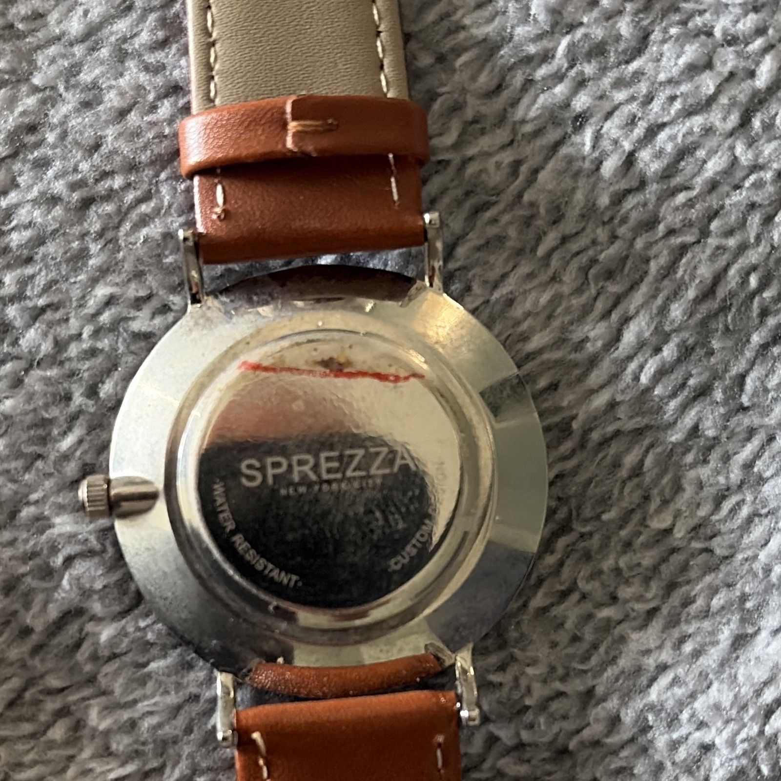 Sprezza Quartz Wristwatch 40mm Silver SS Case White Dial Brown Leather Strap