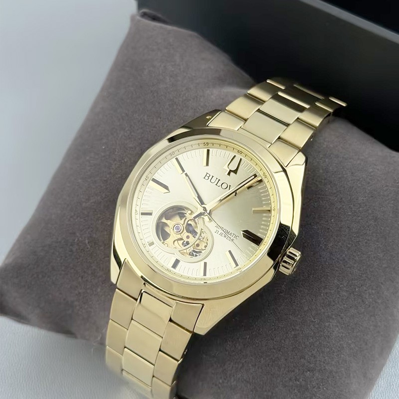 Bulova Surveyor 97A182 Gold Tone Dial Stainless Steel Men’s Automatic Watch 39MM
