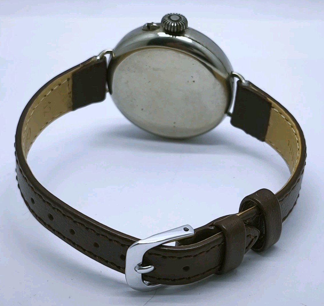 Vtg c1914 Swiss Chrome Nickel Plated WW1 Era 31mm Trench Watch Spares Or Repair
