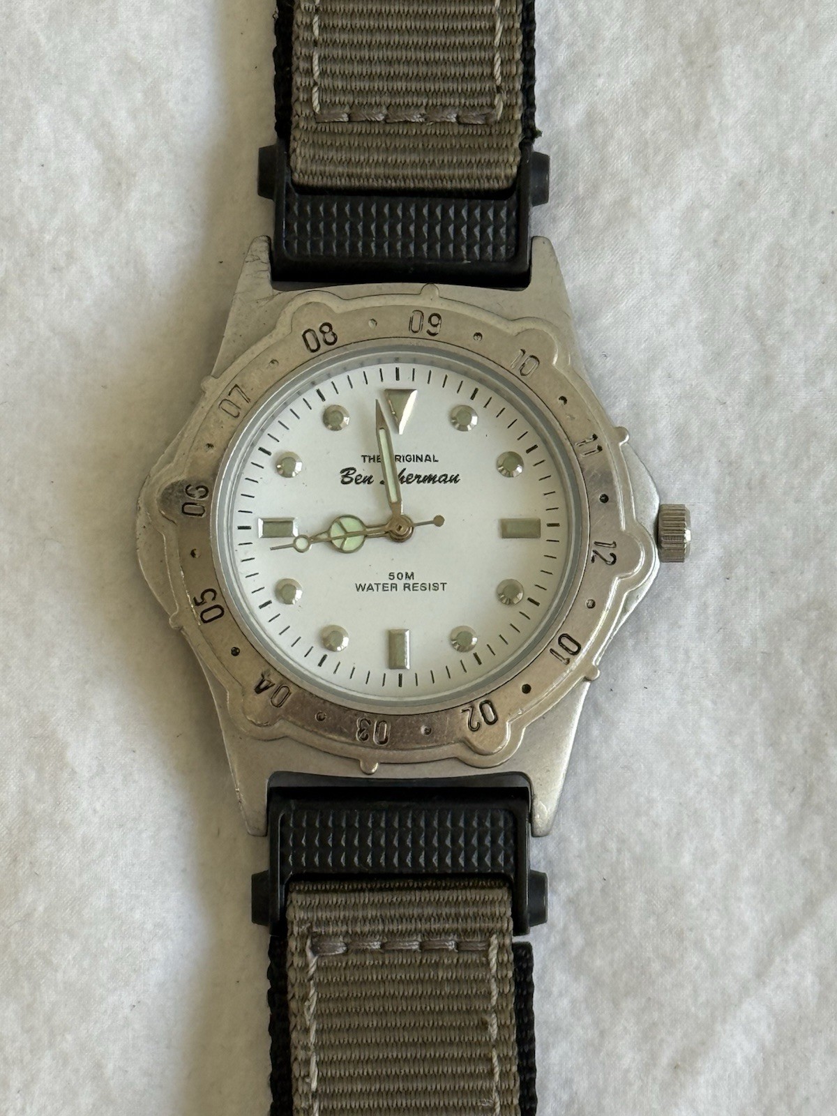 Vintage Ben Sherman Mens Field Watch White Dial Mercedes Hands FOR REPAIR