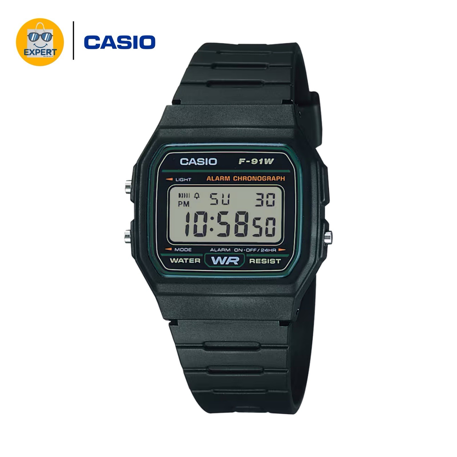 Casio F-91W-3Dg Men’s Digital Multi-Function Black Rubber Watch