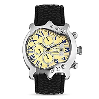 [B1R] Stauer Guitar Shaped Automatic Vintage Black Leather Men’s Watch [r2w]