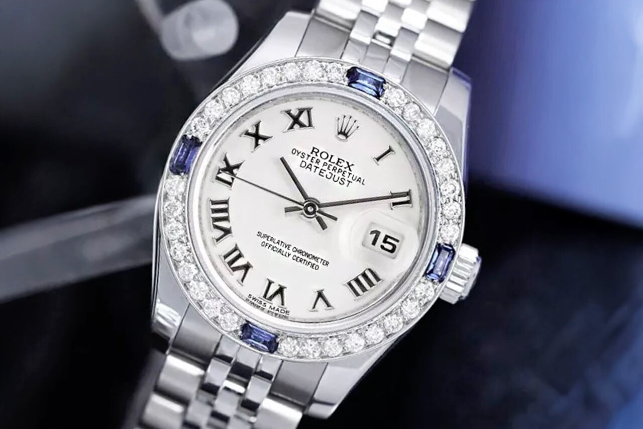 Rolex Datejust 26 mm 179174 Ladies Watch White Roman Dial Sapphire/Diamond Bezel