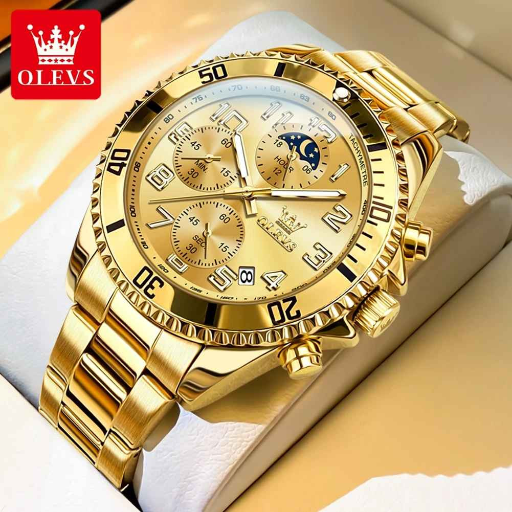 OLEVS 2926 Men’s Quartz Watch Moon Phase Chronograph Waterproof Business Watch