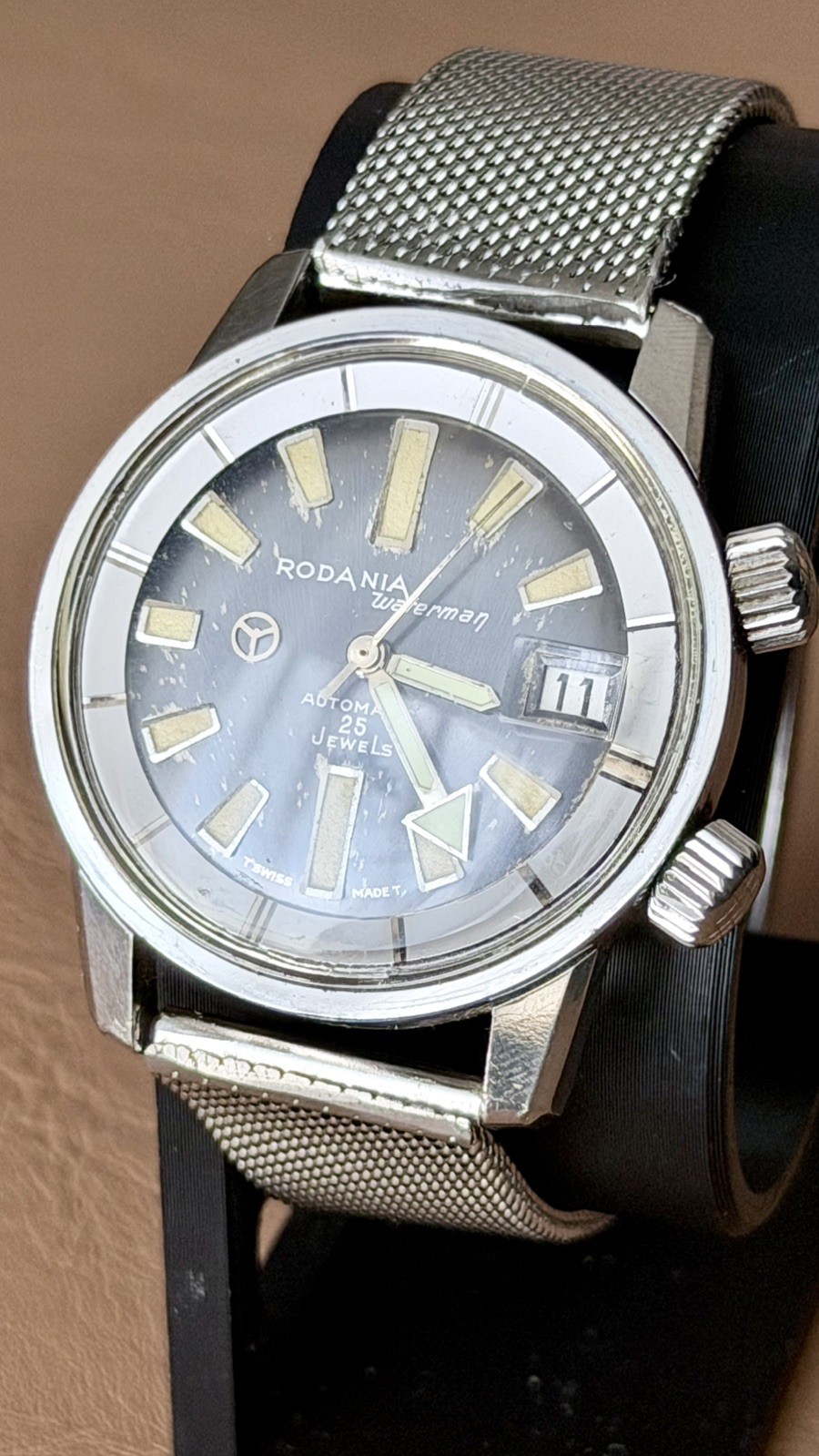Rodania Waterman Super Compressor 36mm Automatic Steel Diver 1960