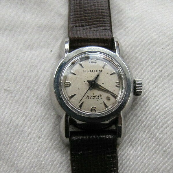 CROTON NIVADA GRENCHEN VINT SS SCREWBACK LOBSTER CLAW WP 17J ETA 2365 AUTOMATIC