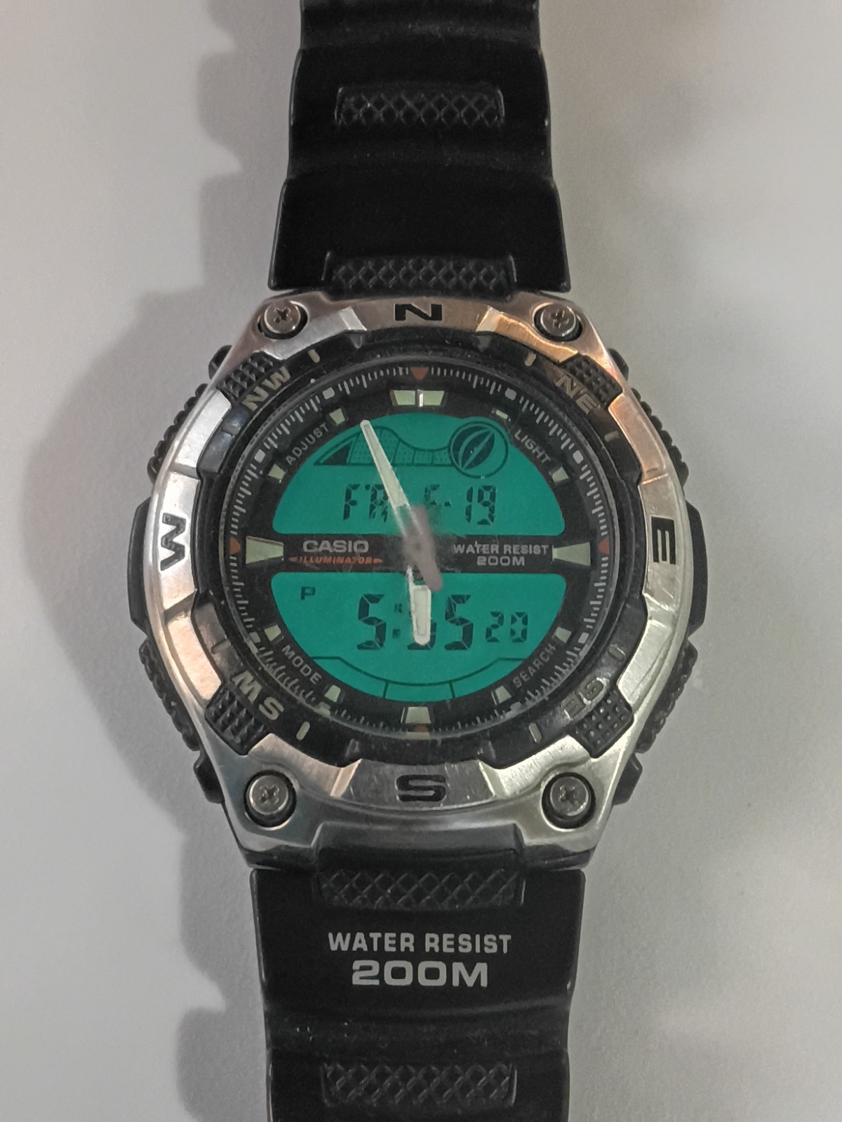 Working CASIO AQW 100 Tide Graph Fishing etc. 5028 Needs Band