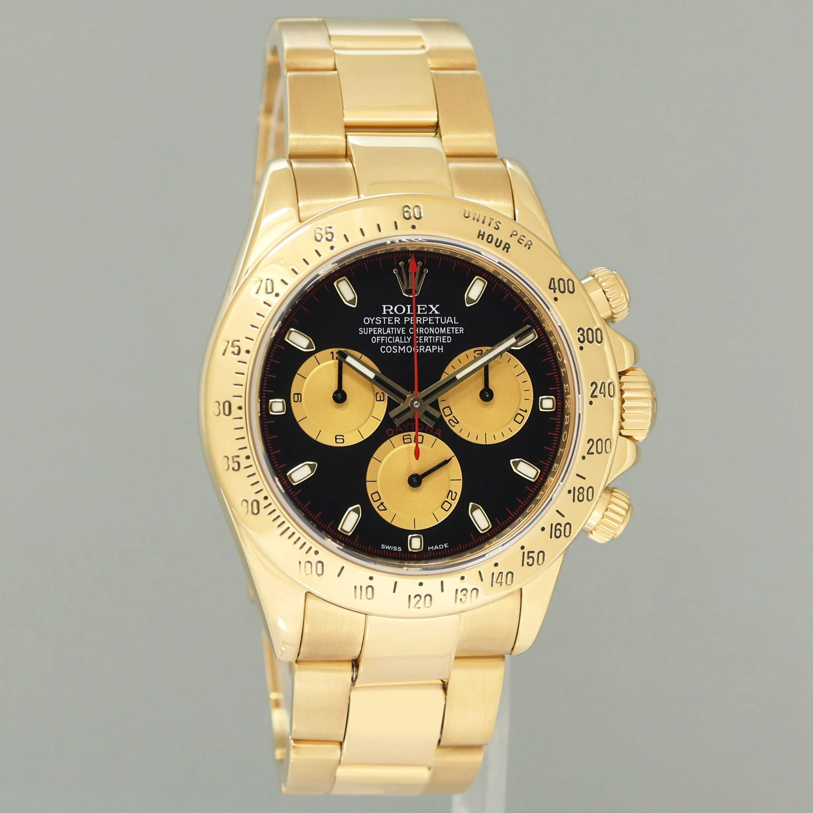2008 Rolex Daytona 116528 Black Paul Newman Cosmograph Yellow Gold 40mm Watch