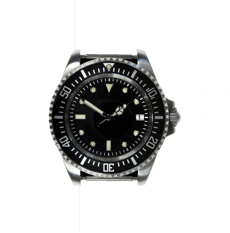 MWC Diver Automatic Black Steel Fabric Mineral Date Men’s Watch