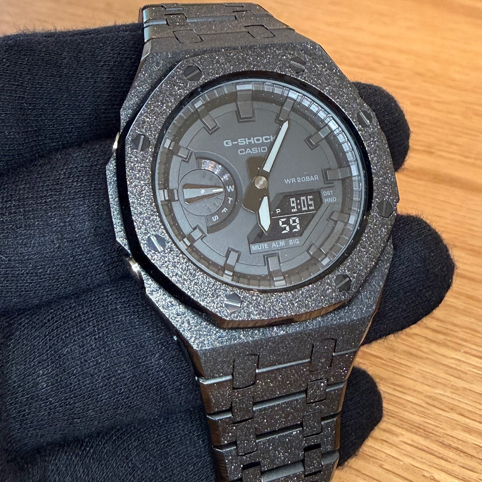 Modded Authentic Casio G Shock GA2100 All Black Frosted Metal Watch
