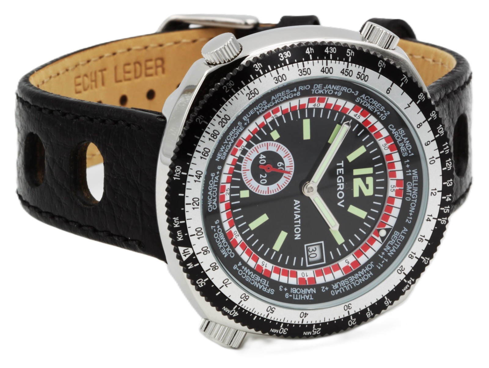 Tegrov Worldtimer Aviation Automatic Watch Black Dial Men’s Watch