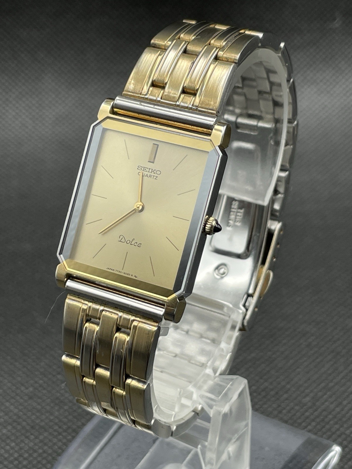 [Excellent] Vintage Seiko Dolce 7730-5020 Silver Gold Quartz Men’s Watch JAPAN