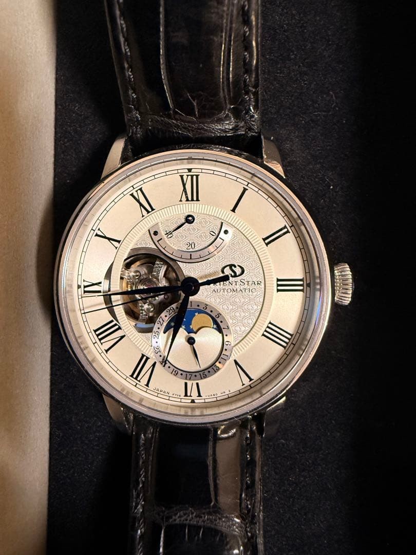 ORIENT STAR Manual Wind Watch Open Heart Sun Moon