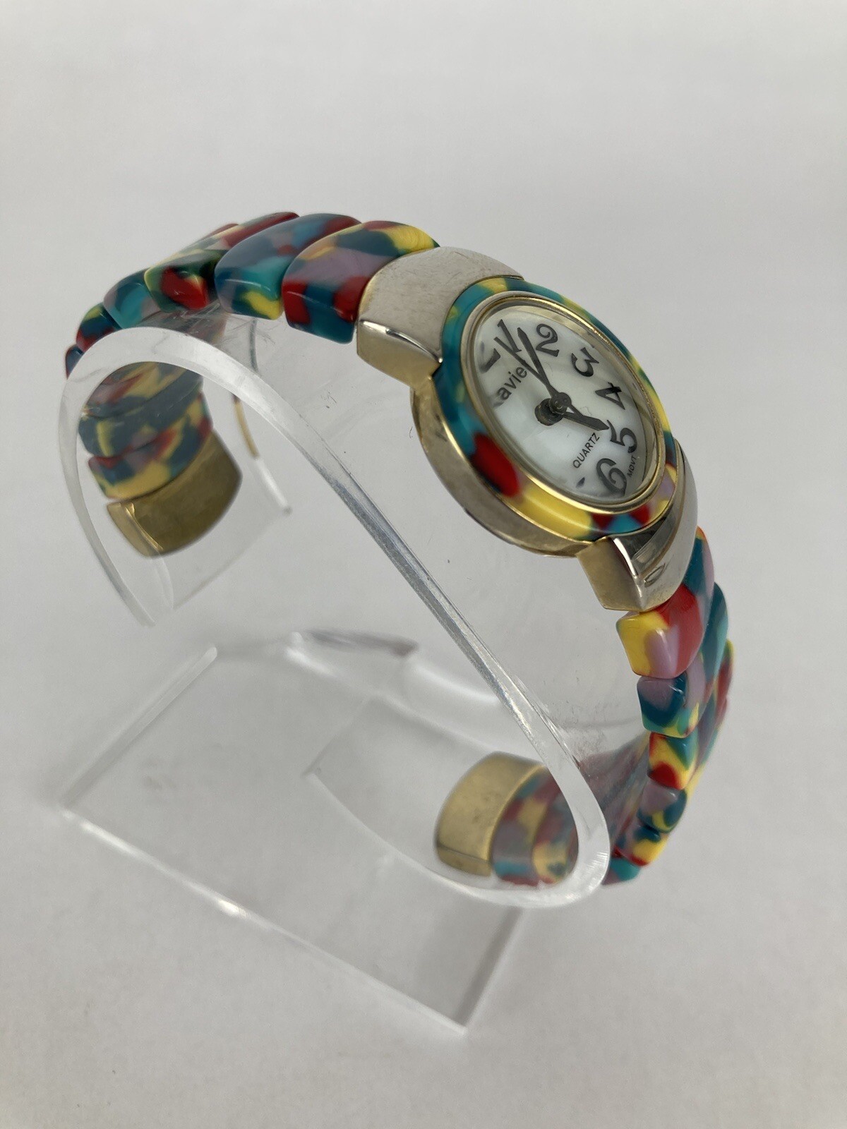 Xavier 25mm Multi-Color Quartz Watch w/Hinged Bracelet & New Battery
