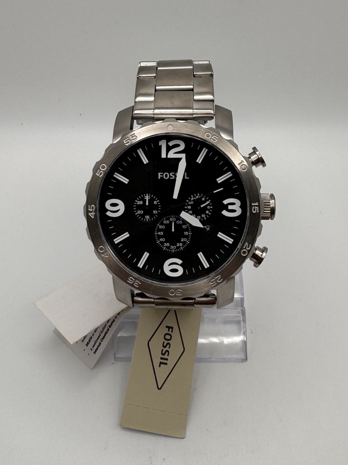 Fossil JR1353 Stainless Steel Black Dial Mens Quartz Chronograph Wrist Watch