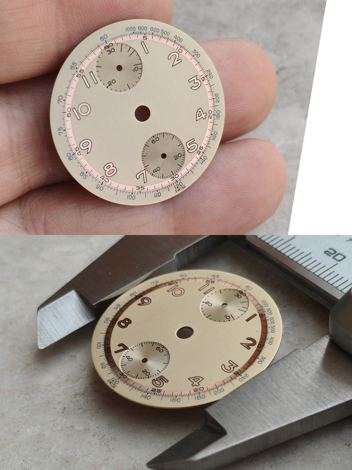 40s ANONYMOUS CHRONOGRAPH VENUS 170 ORIGINAL WATCH DIAL 30mm NOS!